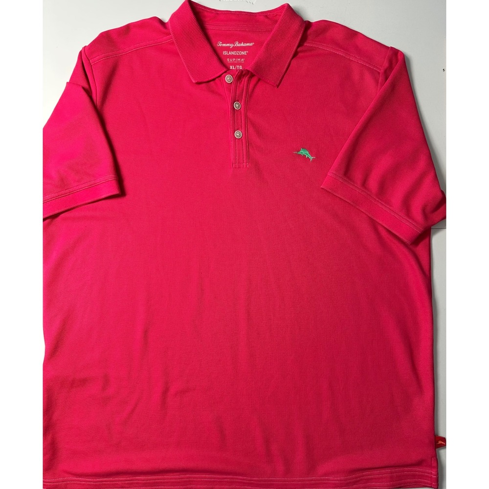 Tommy Bahama IslandZone Supima Cotton Polo Pink Mens XL Short Sleeve Marlin